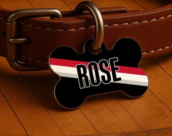 Custom Dog Collar Tag – Portland Game Day Style, Black Courtside Edition, Double Sided Pet Tag