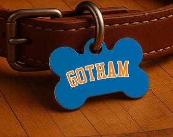 Custom Dog Collar Tag – New York Game Day Style, Blue Courtside Edition, Double Sided Pet Tag