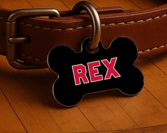 Custom Dog Collar Tag – Toronto Game Day Style, Black Courtside Edition, Double Sided Pet Tag