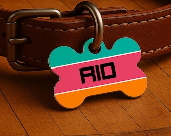 Custom Dog Collar Tag – San Antonio Game Day Style, Retro Courtside Edition, Double Sided Pet Tag