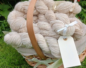 Sold out. More to come. Hand prepared , blended and spun baby alpaca and angora yarn.