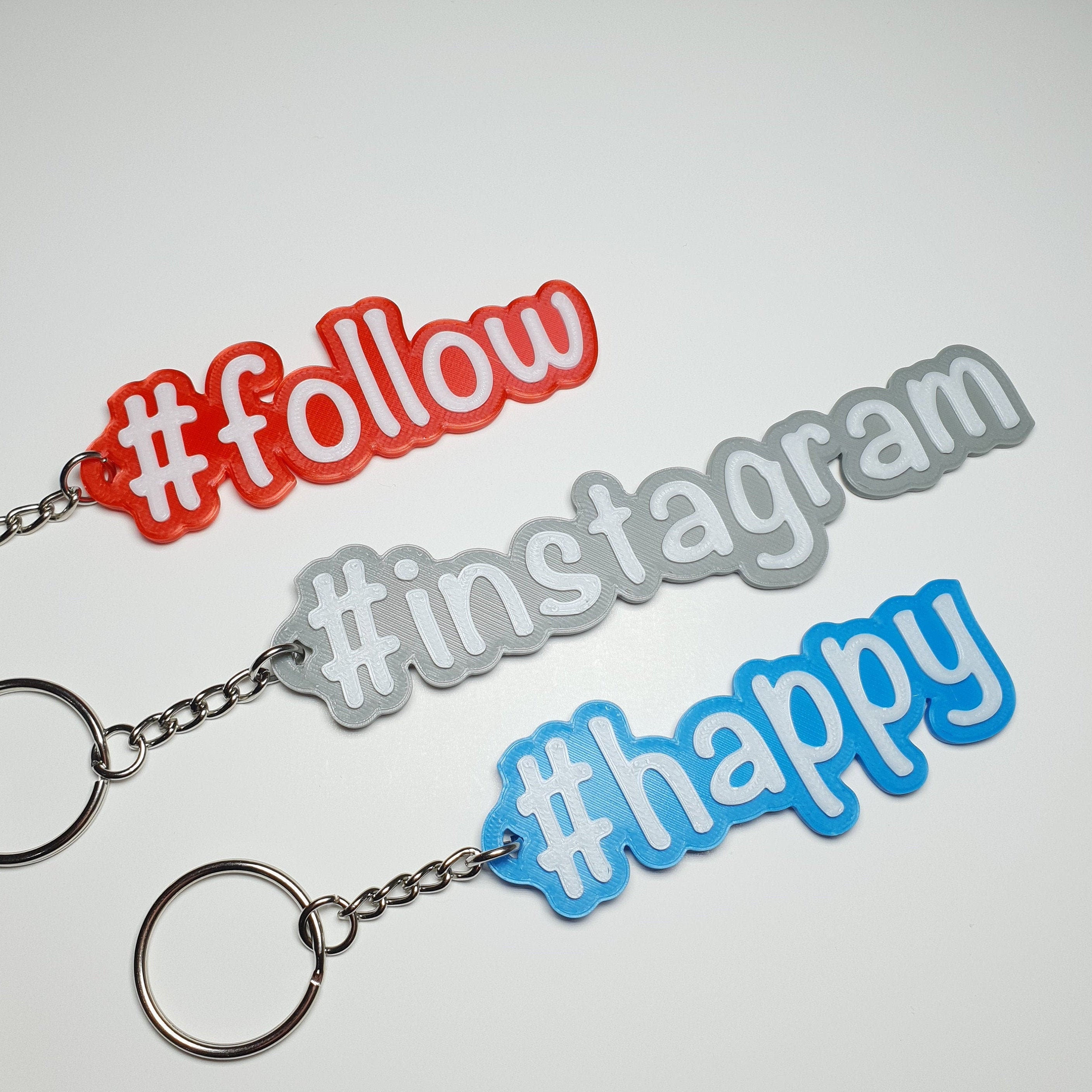 Personalised Hashtag Keyring Personalised Keychain 3D Etsy