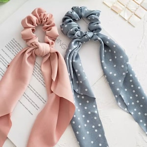 Plain Hair Scarf Scrunchie, Scrunchie Scarf, Scrunchy, Hair Ribbon, Scrunchie, Scarf Scrunchy, Hair Scarf, Scrunchy with Bow, Hair Scrunchy