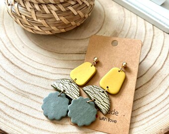 Colorful Retro Plastic Earrings – Lightweight Handmade Dangle Earrings | Fun Retro Statement Jewelry Gift for Her