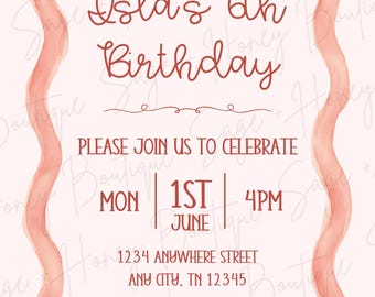 Niña / niña / fiesta de cumpleaños / invitación / descarga digital