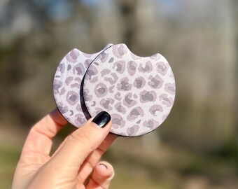 Posavasos de coche con estampado de leopardo marrón