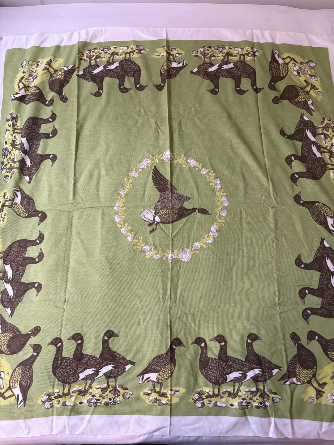 Vintage Linen Cotton Tablecloth Square 48