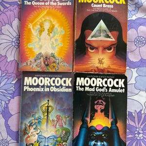 Zestaw książek Michaela Moorcocka - 4 x Vintage 1970s Mayflower Paperbacks Sci-fi