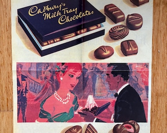 Vintage Werbung Cadbury Milch Tablett Schokolade Original Plakat Werbung 1950er Jahre