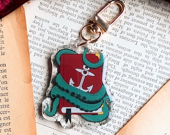 Porte-clés livre ancre tentacule - accessoire de fantaisie nautique, porte-clés monstre marin