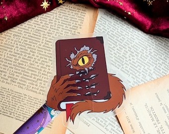 Sticker vinyle transparent loup-garou// Sticker Kindle, sticker pour ordinateur portable, cadeau pour amoureux des livres, sticker monstre.