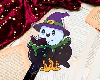 Autocollant en vinyle transparent Reading Ghost // Cadeau effrayant pour le lecteur