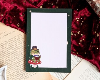 Bloc-notes A6 - Grenouille livresque//Cadeau pour amoureux des livres