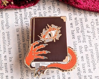 Dragon book hard enamel pin // Fantasy reader gift, book lovers gift, lapel pin.