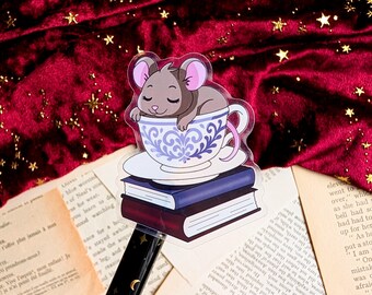 Sticker transparent souris livresque//cadeau romancier