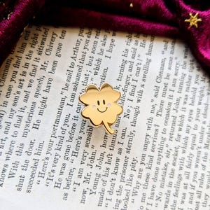 Just for Luck- Four Leaf Clover Enamel Pin // Mini lapel pin, lucky gift, Positivity gift, Stocking filler, Enamel pin, lucky pin, good luck