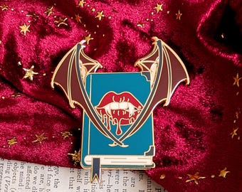 Vampire book hard enamel pin // Fantasy reader gift, book lovers gift, Gothic vibes, lapel pin.
