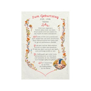 Geschenk Karte Urkunde Sternzeichen Zwilling, Zeichnung mit humorvollem Gedicht, A4 Bild-Präsent, persönlich durch Wunschtext