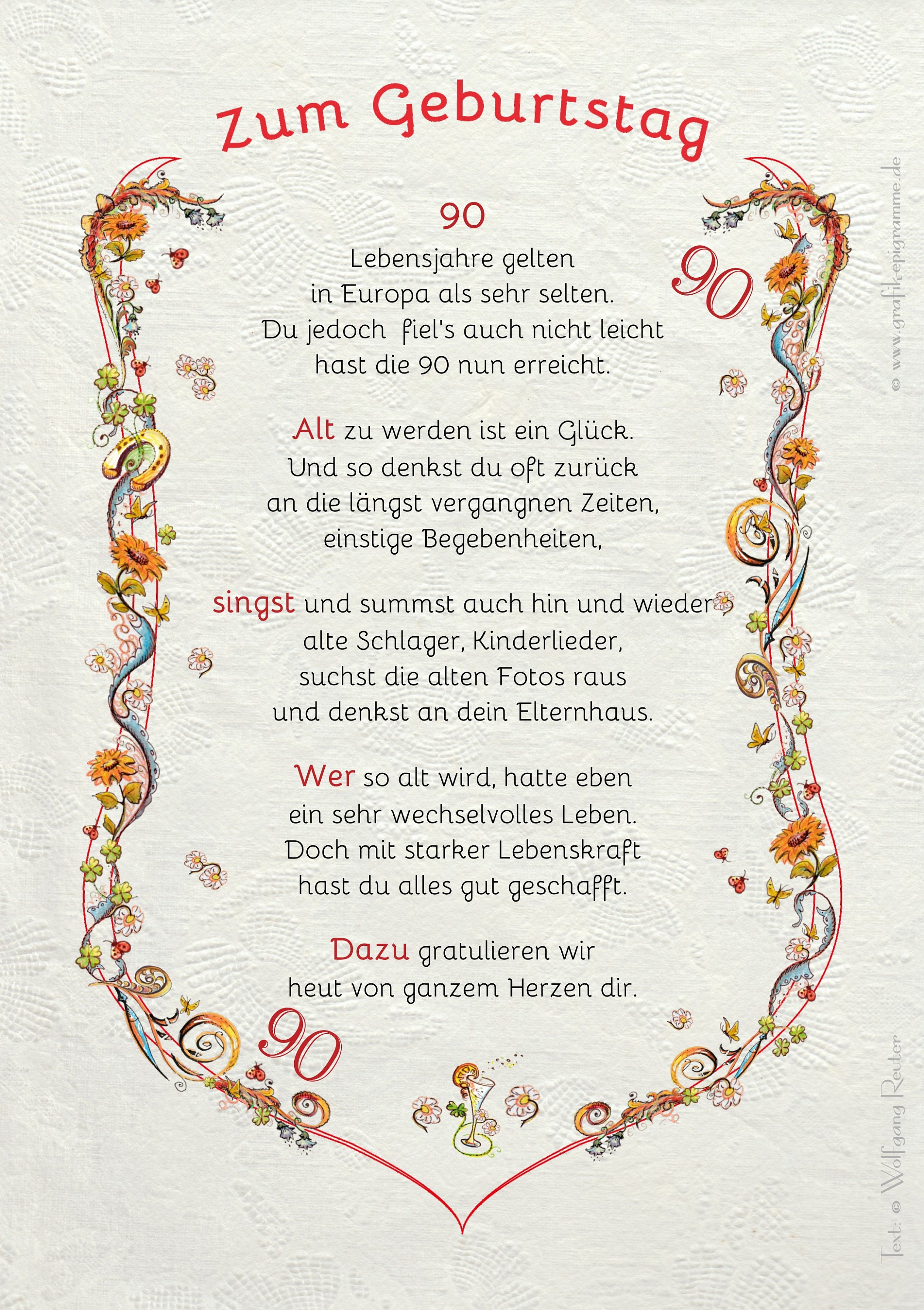 Geschenk Karte Urkunde 90. Geburtstag, Zeichnung mit humorvollem Gedicht, A4 Bild-Präsent - Etsy.de