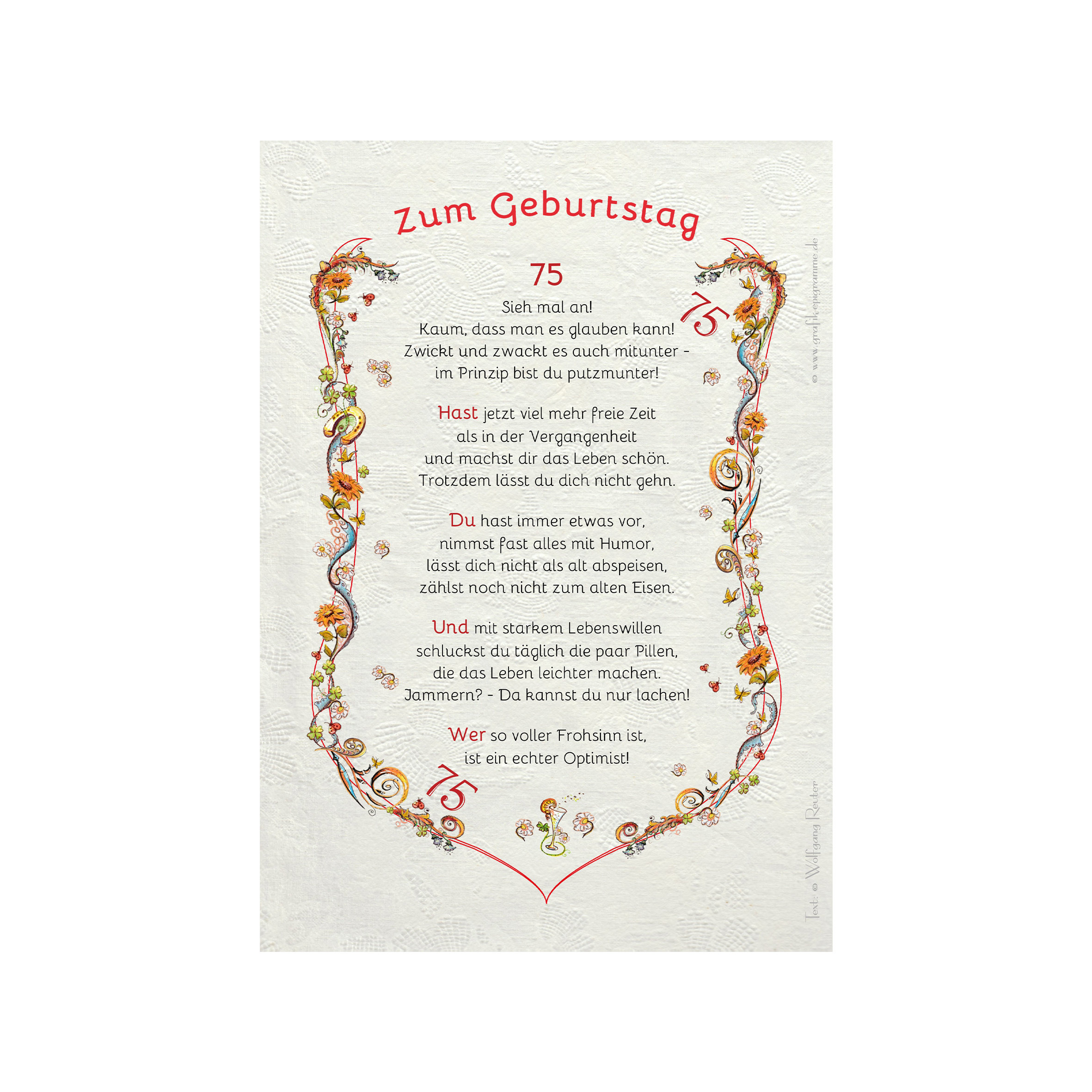 Lustiges Gedicht 75 Geburtstag