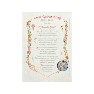 Geschenk Karte Urkunde Sternzeichen Fische, Zeichnung mit humorvollem Gedicht, A4 Bild-Präsent für Fische, persönlich durch Wunschtext