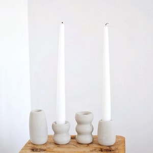 Handmade Concrete Taper Candle Holder Set, Minimalist Decor