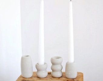 Handmade Concrete Taper Candle Holder Set, Minimalist Decor