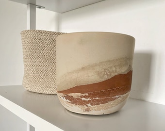 Handmade Abstract Desert Planter, Minimalist Planter, Neutral Planter, Textured Planter, Textured Boho Decor, Earth Tones Pot