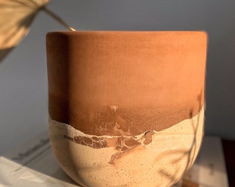 Abstract Planter, Textured Planter, Minimalist Planter, Handmade Abstract Desert Pot, Textured Boho Decor, Earth Tones Pot, Neutral Planter
