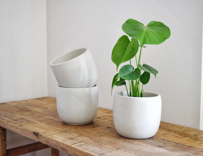 Minimalist Planter, Houseplant Decor, Handmade Concrete Planter, Neutral Planter, 6'' Plant pot, Nordic Planter, Japandi Planter, Indoor Pot image 4
