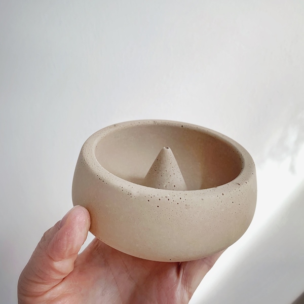 Large Handmade Concrete Incense Holder Bowl, Meditation Gift