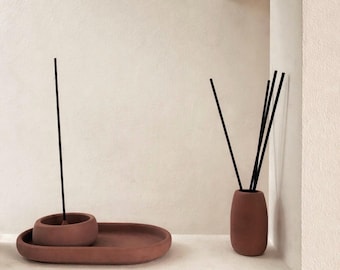 Incense Holder Set, Handcrafted Concrete Incense Holder Set, Incense Holder with Tray, Minimalist Incense Holder, Japandi Incense Holder