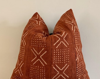 Authentic African Mudcloth Pillow, Handcrafted Throw Cushion (20x20)