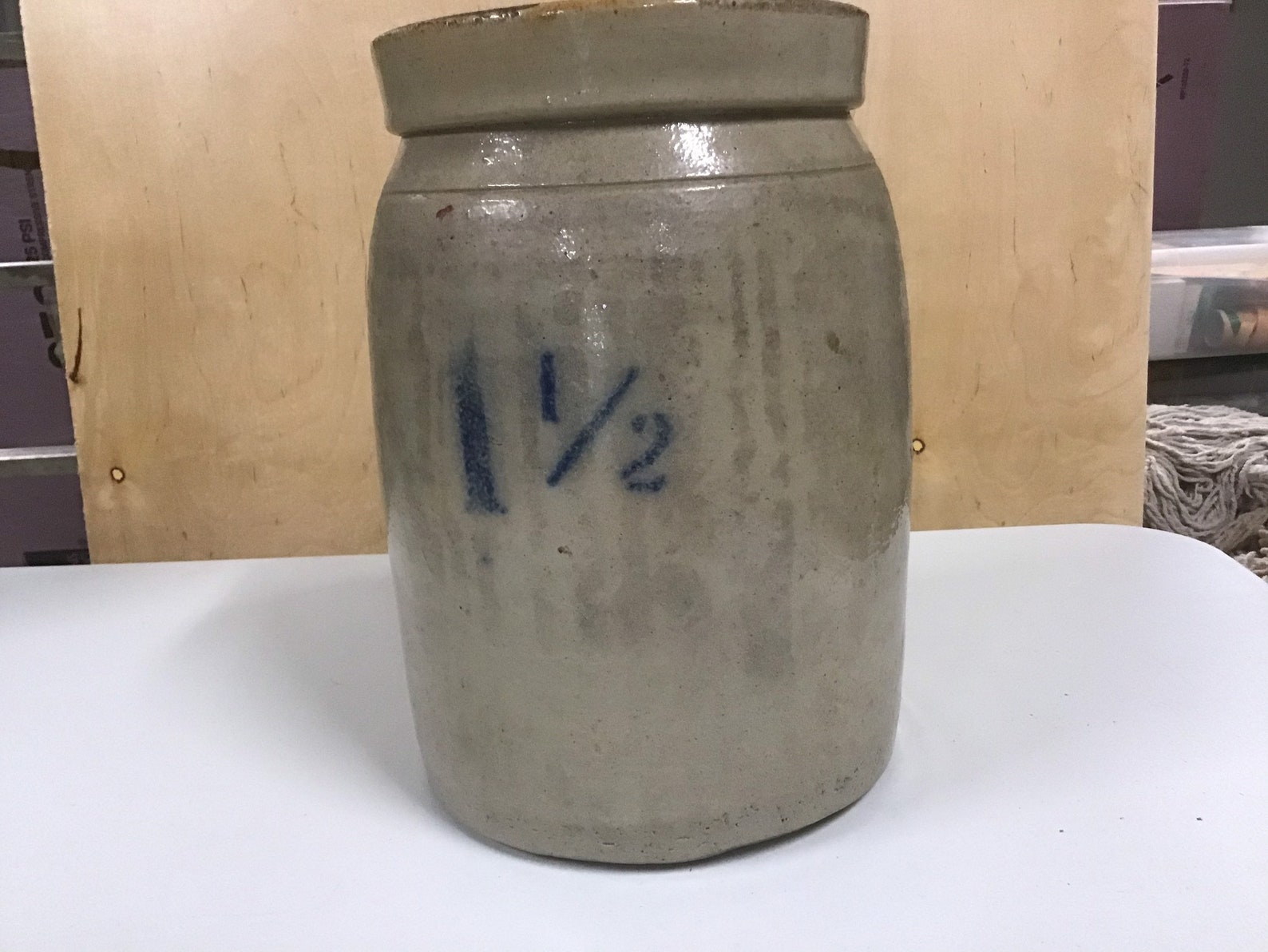 Antique 1 1/2 gallon stoneware crock with blue cobalt markings Etsy