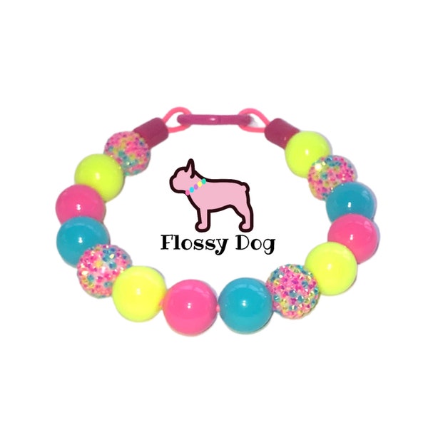 Peeps Beaded Dog Collar | Durable Puppy Necklace | Custom Jewelry for Dogs | Dog Pearls | Hot Pink Easter Collar