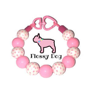 Pearl & Pink Beaded Dog Collar | Durable Dog Necklace | Jewelry for Dogs | Valentine’s Day Bead Collar | Matte Pearls Cute Dainty Hearts
