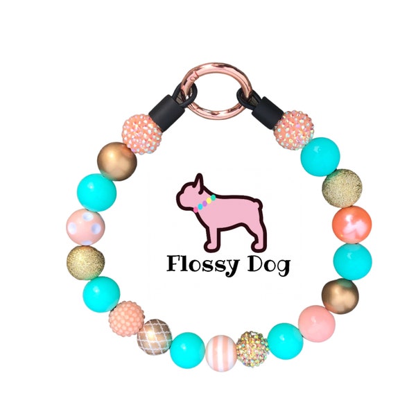 Collier pour chien en perles brise de mer | Collier résistant pour chien | Collier pour chiot de luxe avec perles | à breloques personnalisées pour animal de compagnie | Perles de créateur pour chien