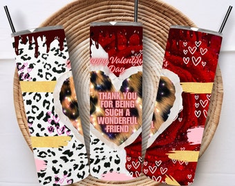 Valentijnsdag voor vrienden Tumbler Wrap voor beste vrienden Cadeau voor beste vrienden Cheetah Print voor vrienden Cheetah Print Wrap Valentines Png