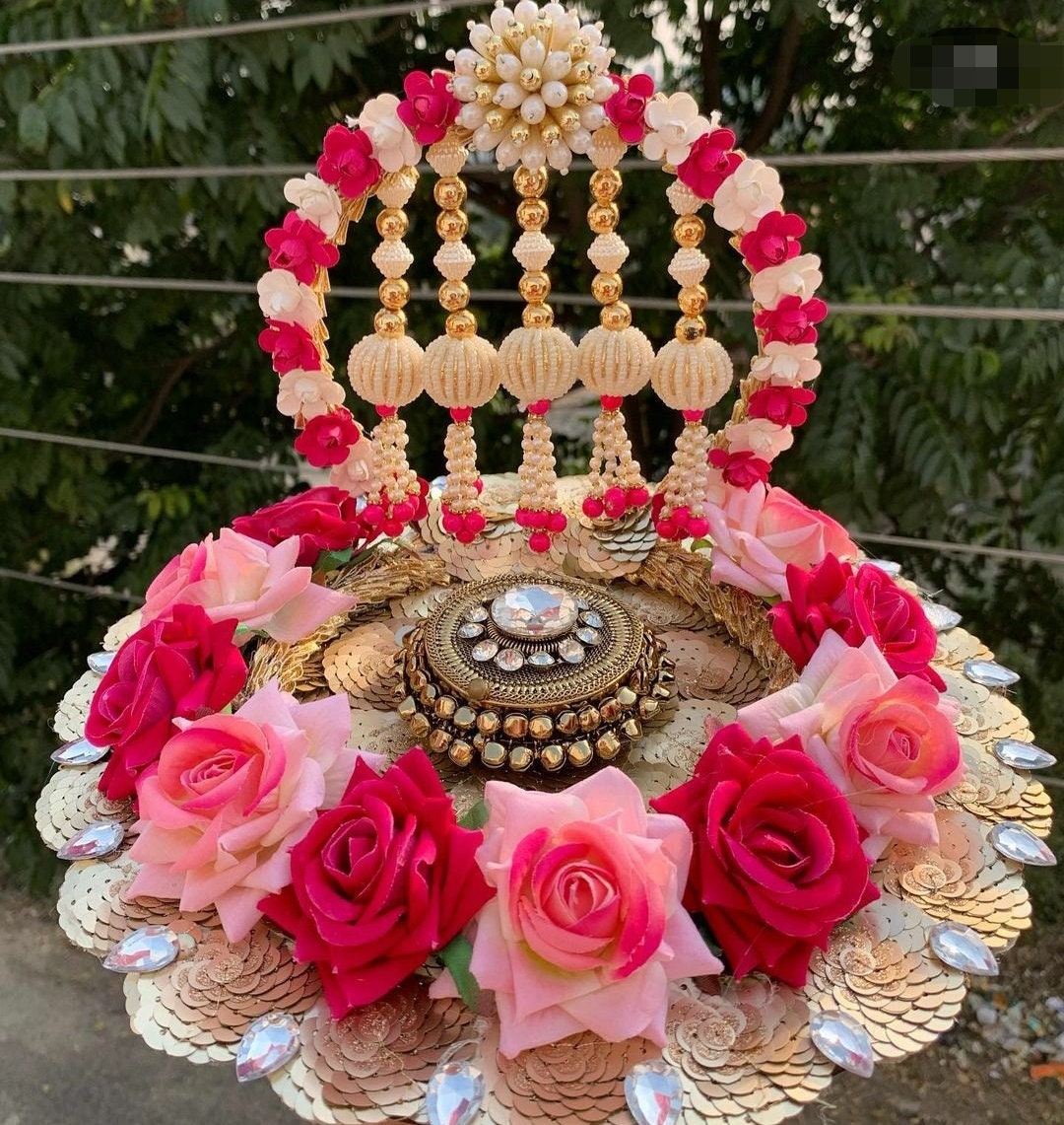 Buy Creative Handicraft- Engagement Ring Platter,Ring Ceremony,Ring Tray, Ring  Platter,Rakhi Plate,New Designs of Ring Plate (Round Platter),Ring Ceremony, Ring Plate with Flowers Online at Low Prices in India - Amazon.in
