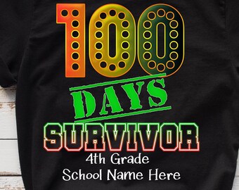 100 Days Survivor, 100 Day School, 100th Day of School, School Shirt, Teacher Shirt, 100 days shirt, Education Shirt, Teacher 100 days