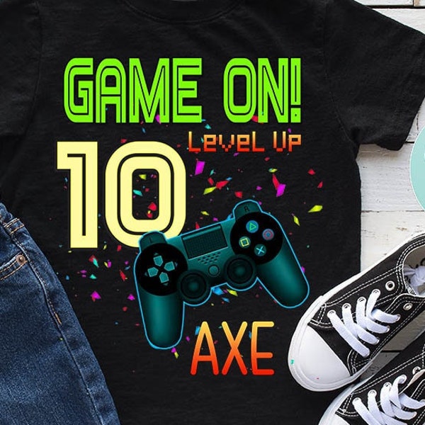 Video Game Birthday, Game On Shirt, Game On Party, Gamer Birthday, Level Leveling Up, Matching Shirts, Birthday Matching, Level Up Party