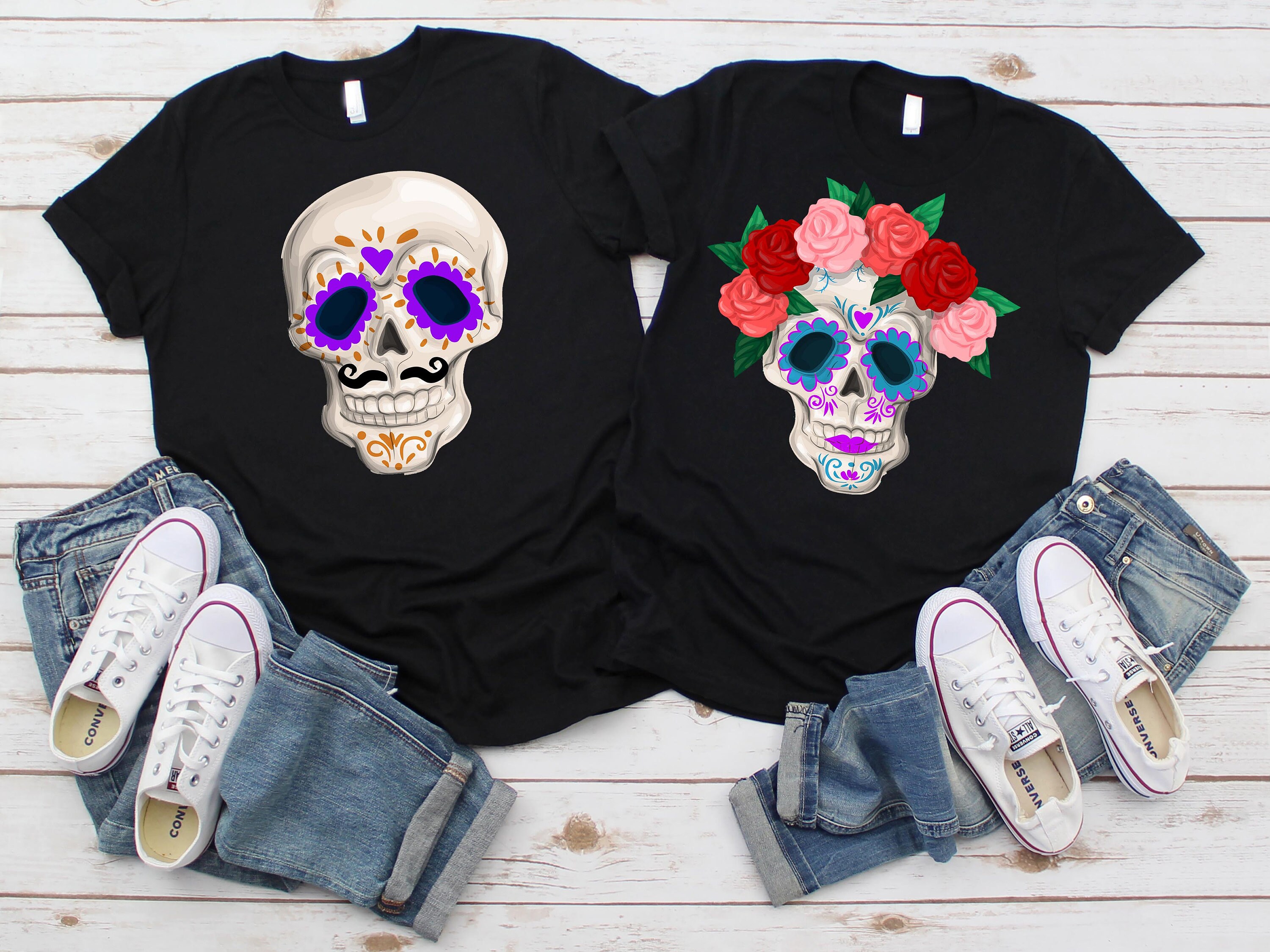 Skull Couple Shirt Catrin Catrina Sugar Skull Couple 