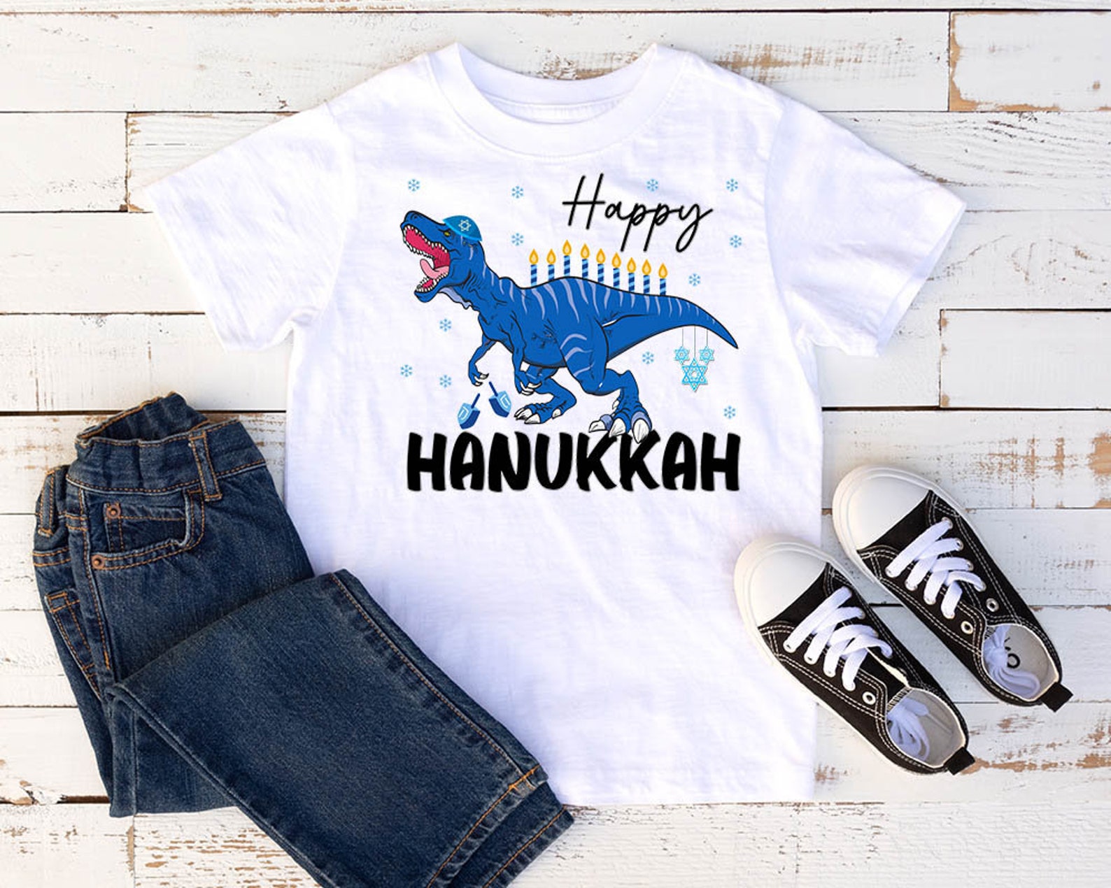 Hanukkah Dinosaur Trex Jewish Menorah Menosaurus Hanukkah Etsy