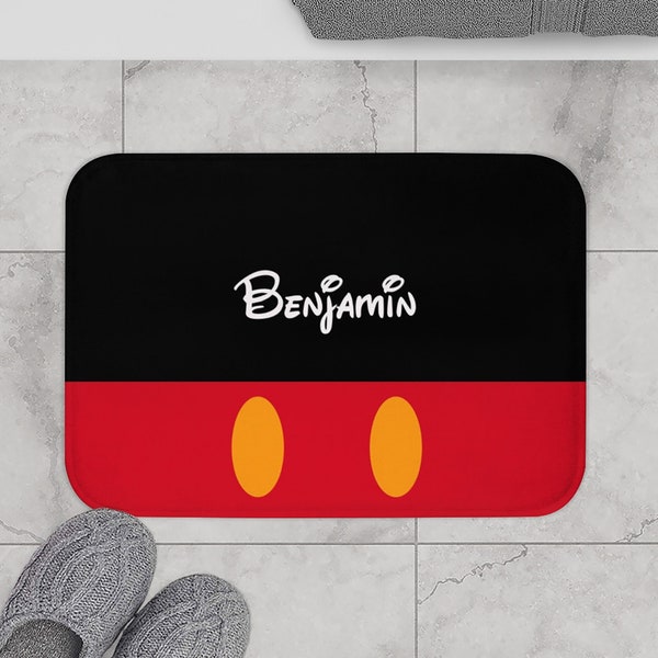 Custom Mickey Mouse Bath Mat Mickey Bathroom Decor Personalized Bath Mat Kid Bath Decor Mickey Mouse Decor Disney Kids Bathroom Decor