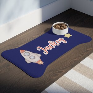 Personalized Pet Feeding Mat - Bone Shaped Pet Mat - Pet Feeding Mat - Dog Placemat - Pet Food Place Mat - Custom Pet Gifts