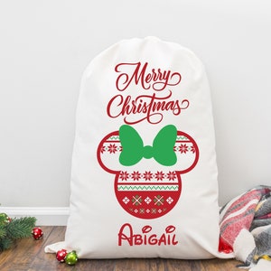 Custom Santa Sack - Mickey Mouse Sack - Personalized Santa Sack - Santa Sack Gift Bag - Minnie Mouse Decor - Personalized Christmas Gift Kid