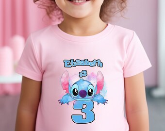 Custom Stitch Birthday Shirt Personalized Birthday T Shirt Custom Stitch Birthday Shirt Birthday Party Shirts Toddler Lilo Stitch Bday