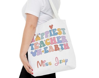 Custom Disney Teacher Tote Bag Disney Classroom Disney Teacher Canvas Disney Teacher Gift Disney Park Bag Personalized Teacher Tote Bag Prek