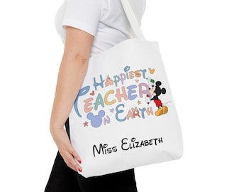 Custom Disney Teacher Tote Bag Disney Classroom Disney Teacher Canvas Disney Teacher Gift Disney Park Bag Personalized Teacher Tote Bag Prek