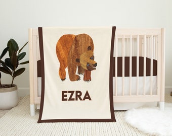 Brown Bear Blanket, Brown Bear What do you see Decor, Brown Bear Room Decor, Brown Bear Gift, Custom Blanket, Velveteen personalized blanket